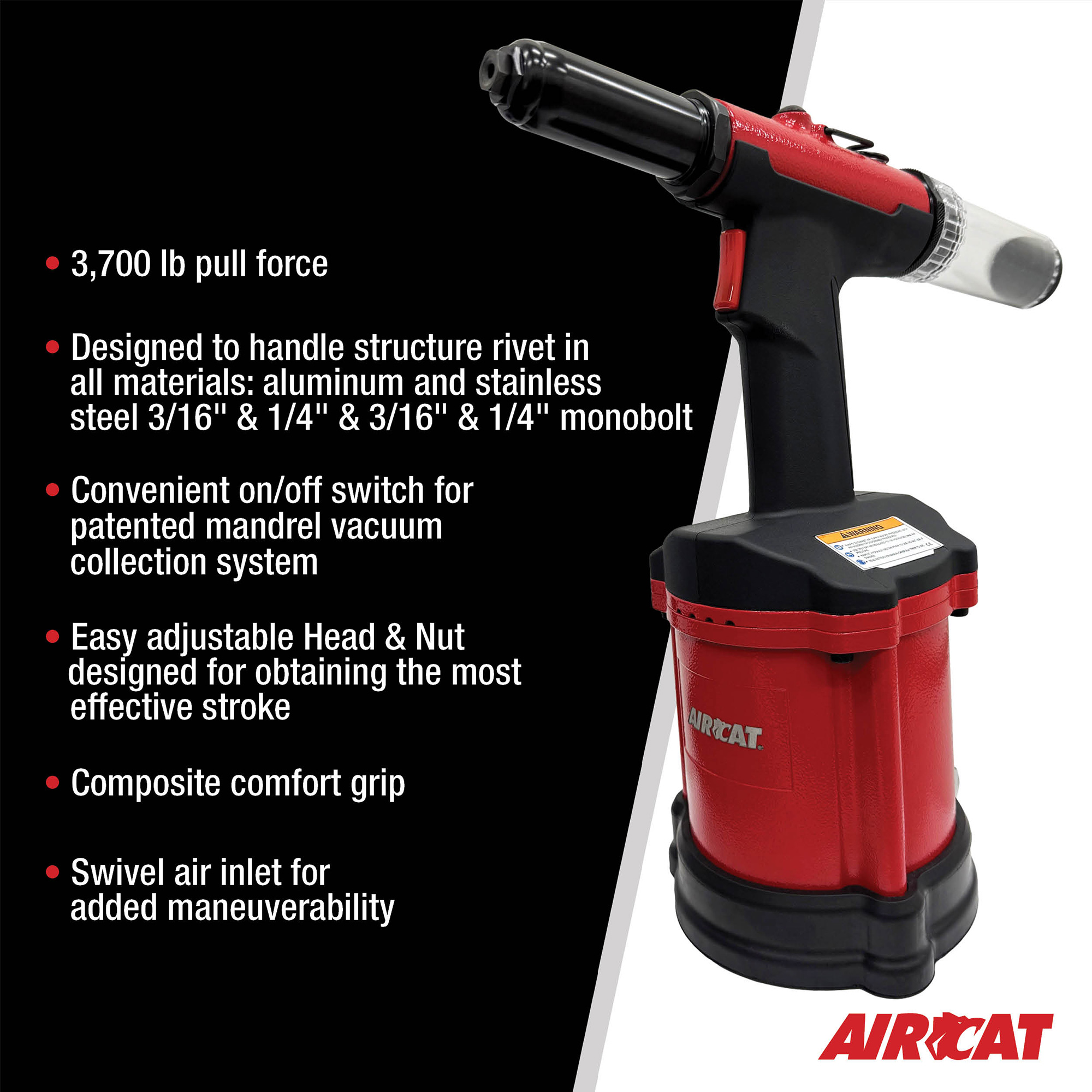 Pneumatic Air Riveter , Rivet Gun Tool, 1/4 Heavy Duty Rivet Gun, Alloy