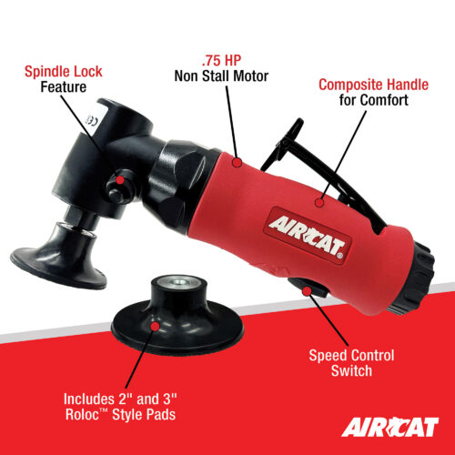 AIRCAT .75 HP ANGLE DISC SANDER WITH SPINDLE LOCK Features