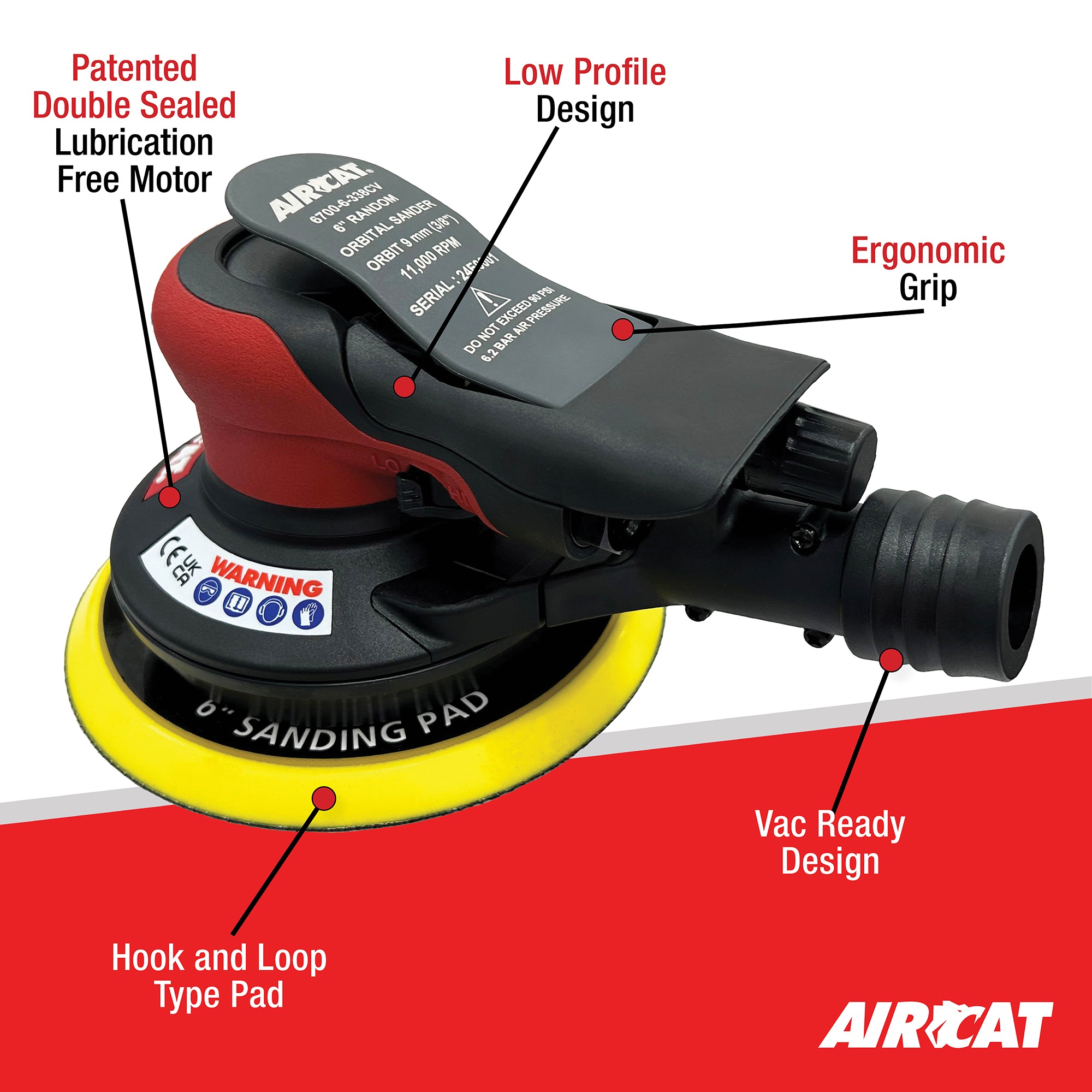 AIRCAT CENTRAL VAC ORBITAL PALM SANDER (3/8 IN. ORBIT) – AIRCAT